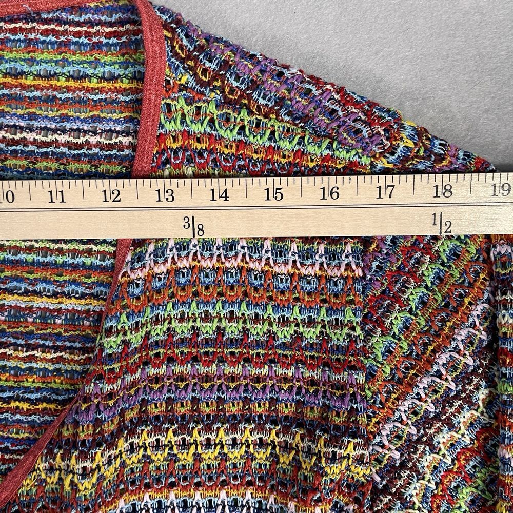 VTG Pretty Girl USA Handmade Feel Loose Knit Crochet Cover‎ Up Cardigan XL Boho - Picture 5 of 11